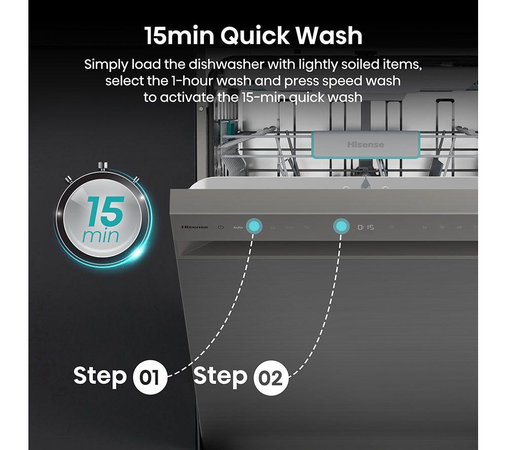 HISENSE HS663A90XUK Full-size Dishwasher - Stainless Steel
