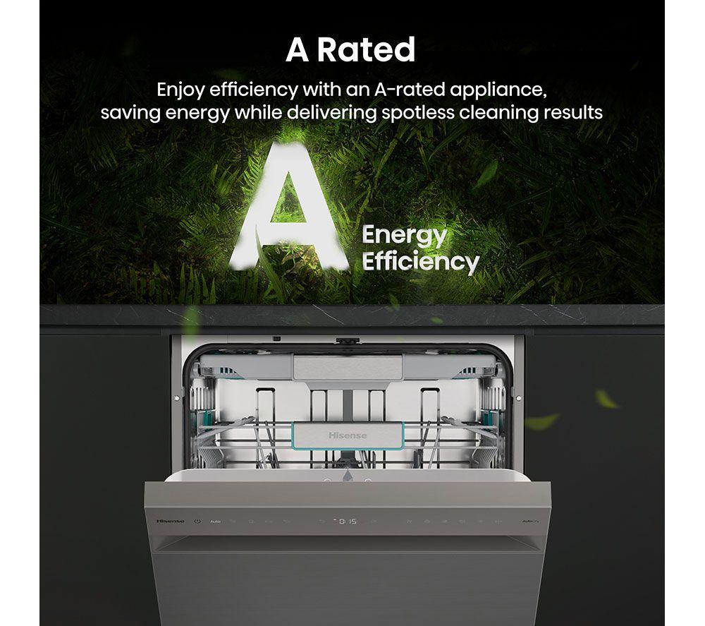 HISENSE HS673A90XUK Full-size WiFi-enabled Dishwasher - Stainless Steel