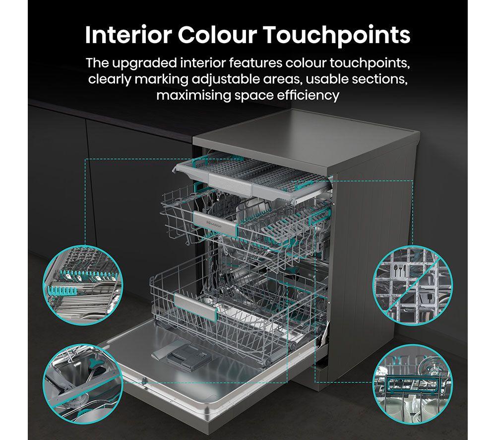 HISENSE HS673A90XUK Full-size WiFi-enabled Dishwasher - Stainless Steel