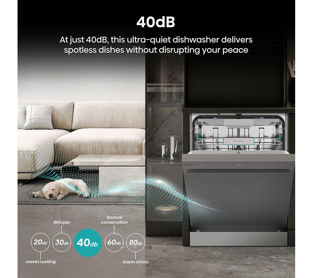 Lavavajillas de tamaño completo HISENSE HS673A90XUK con Wi-Fi - Acero inoxidable