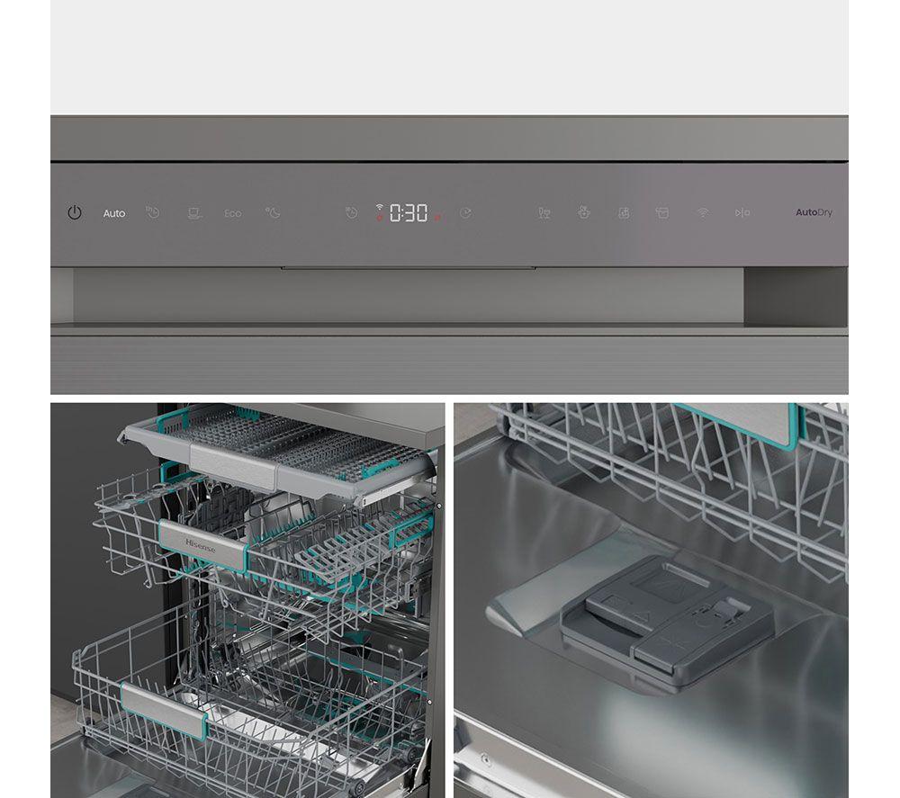 Lavavajillas de tamaño completo HISENSE HS673A90XUK con Wi-Fi - Acero inoxidable