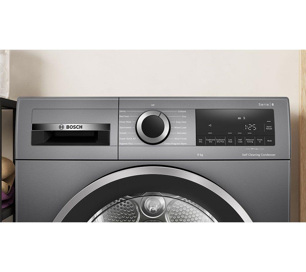 BOSCH Serie 6 WQG245R2GB Secadora con bomba de calor de 9 kg - Grafito