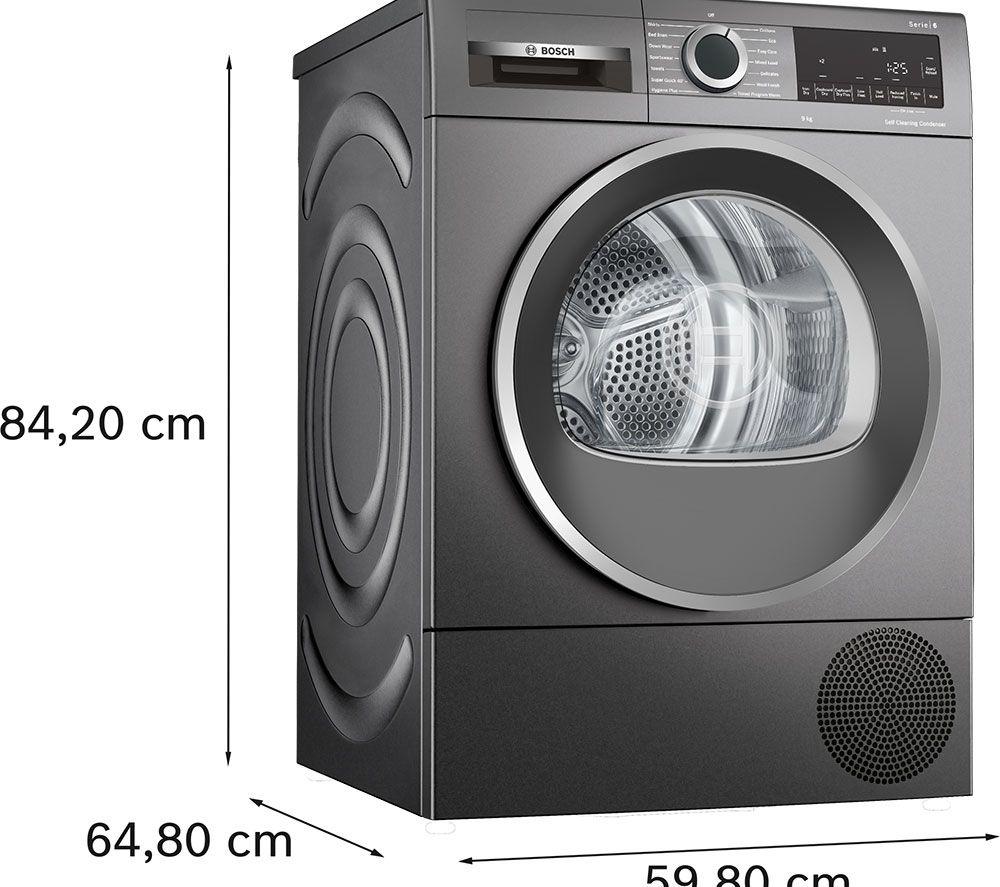 BOSCH Serie 6 WQG245R2GB Secadora con bomba de calor de 9 kg - Grafito