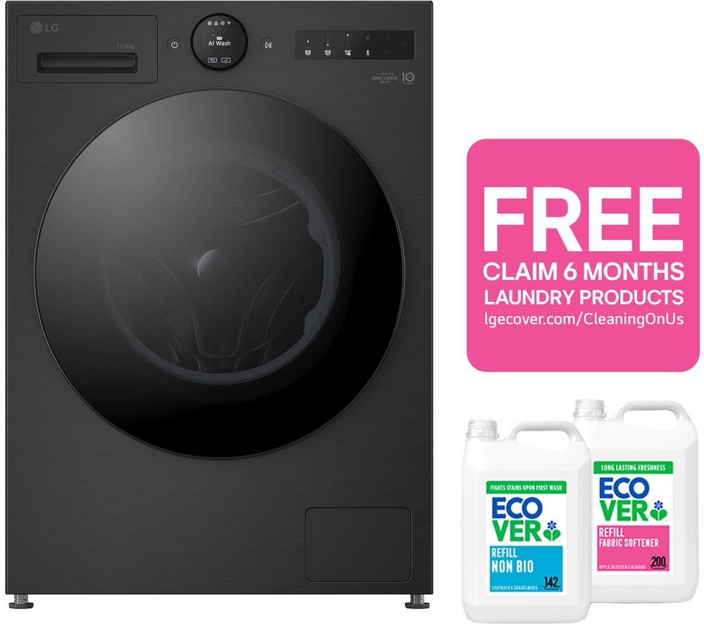 LG Serie 7 AI Direct Drive W4X7016TBB Lavadora secadora con Wi-Fi de 11 kg - Negro mate