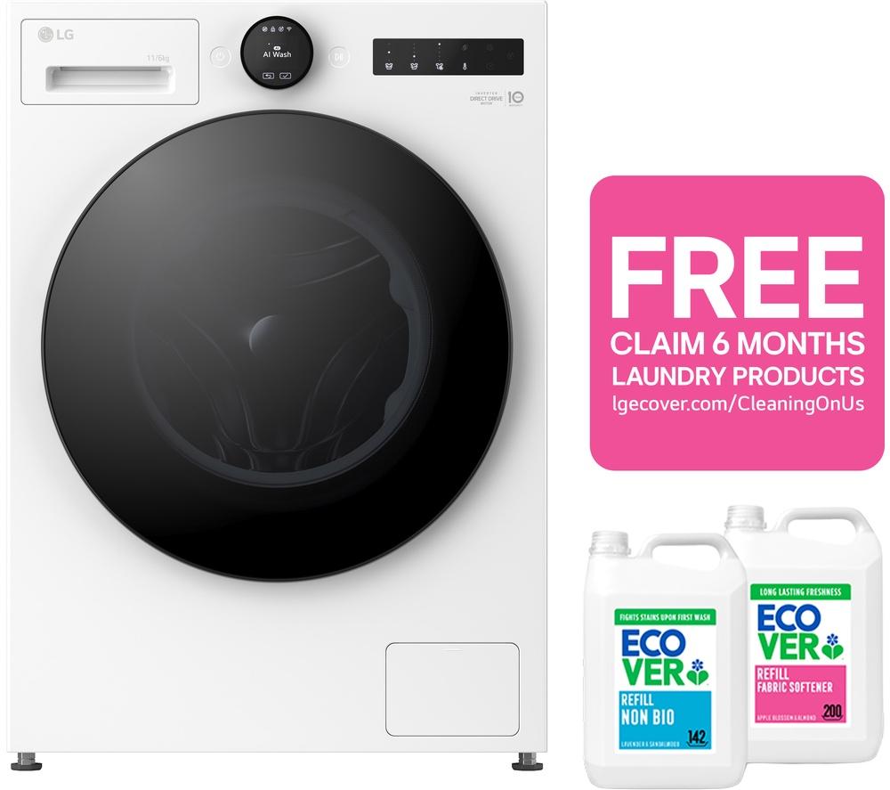 Lavadora-Secadora LG Serie 7 con Inteligencia Artificial Direct Drive W4X7016TWB, 11 kg, WiFi - Blanco