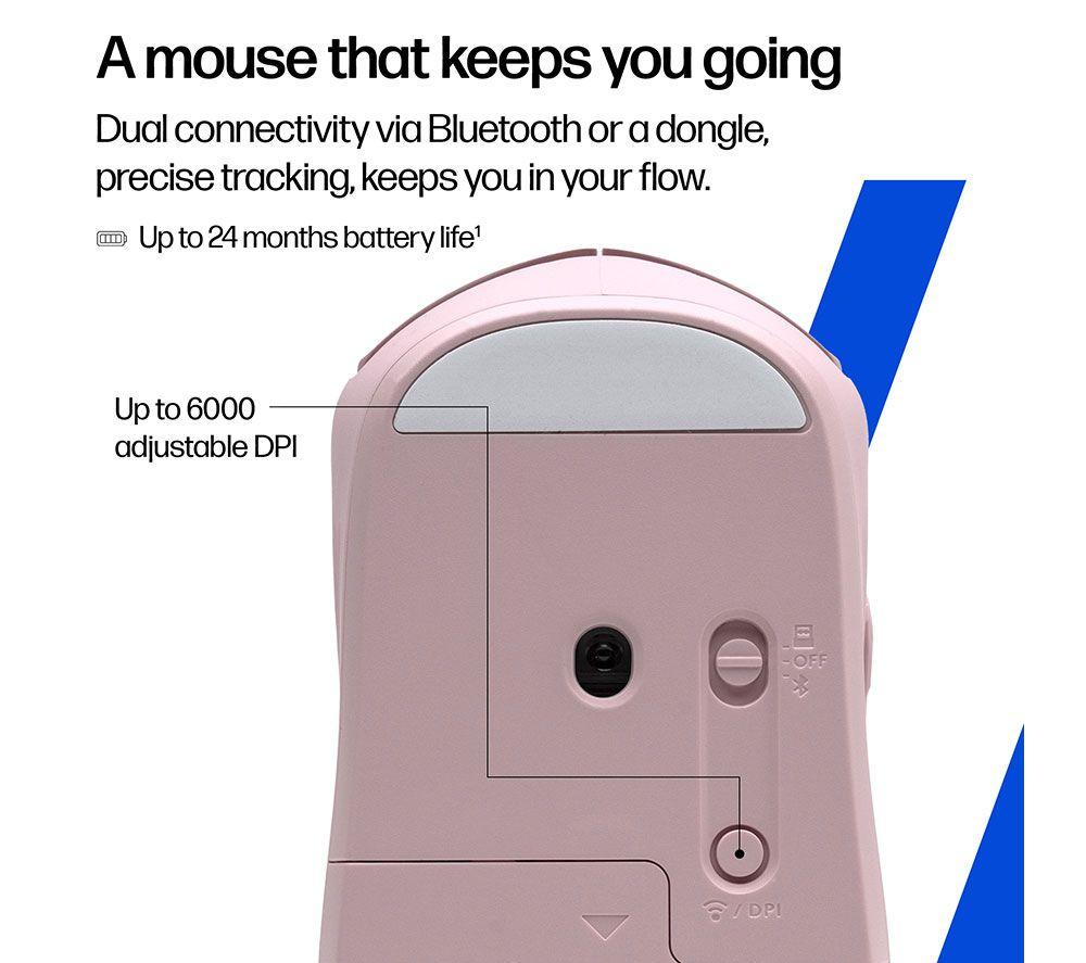 Ratón óptico inalámbrico silencioso HP 400 - Rosa