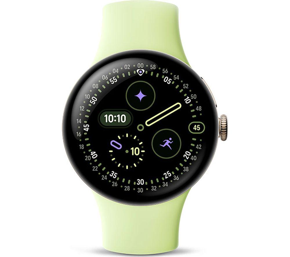 GOOGLE Pixel Watch 4 4G LTE - Champagne Gold Aluminium Case with Lemongrass Active Band, 41 mm