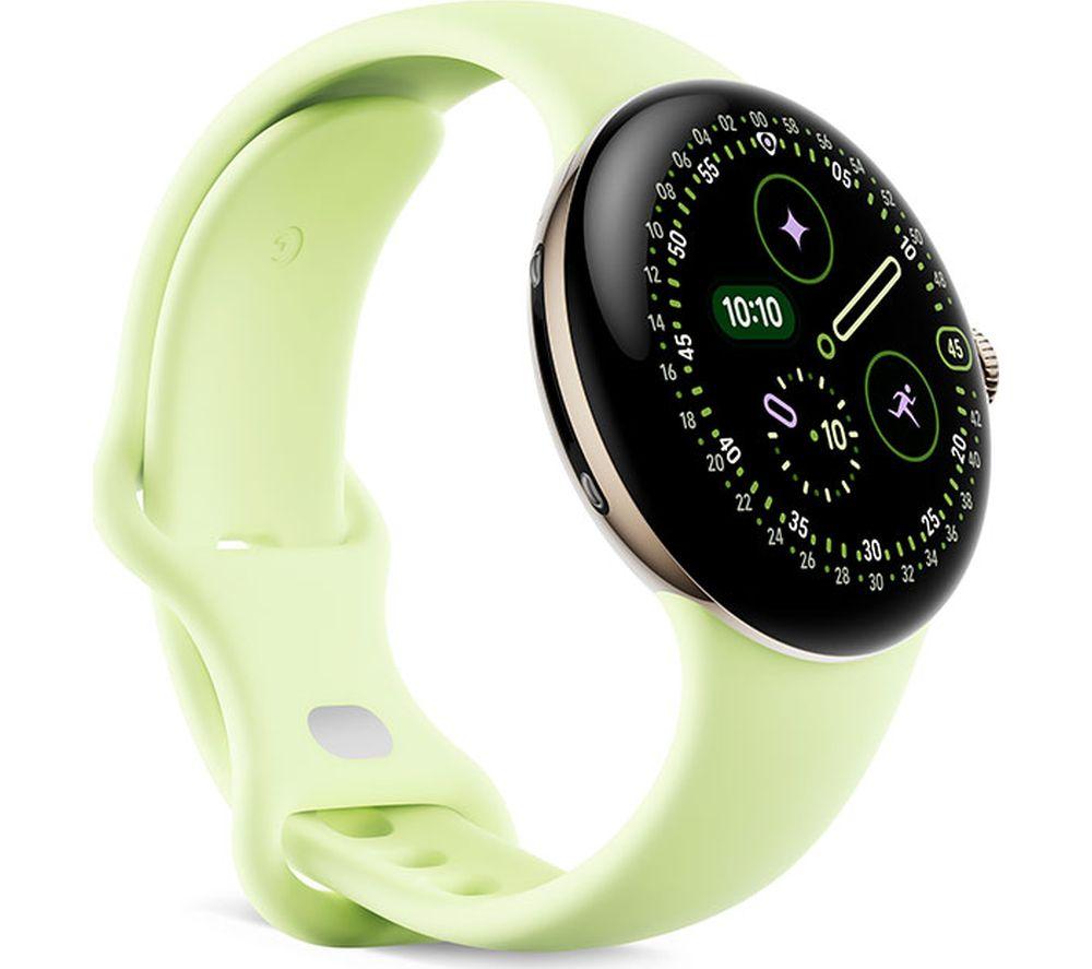 GOOGLE Pixel Watch 4 4G LTE - Champagne Gold Aluminium Case with Lemongrass Active Band, 41 mm