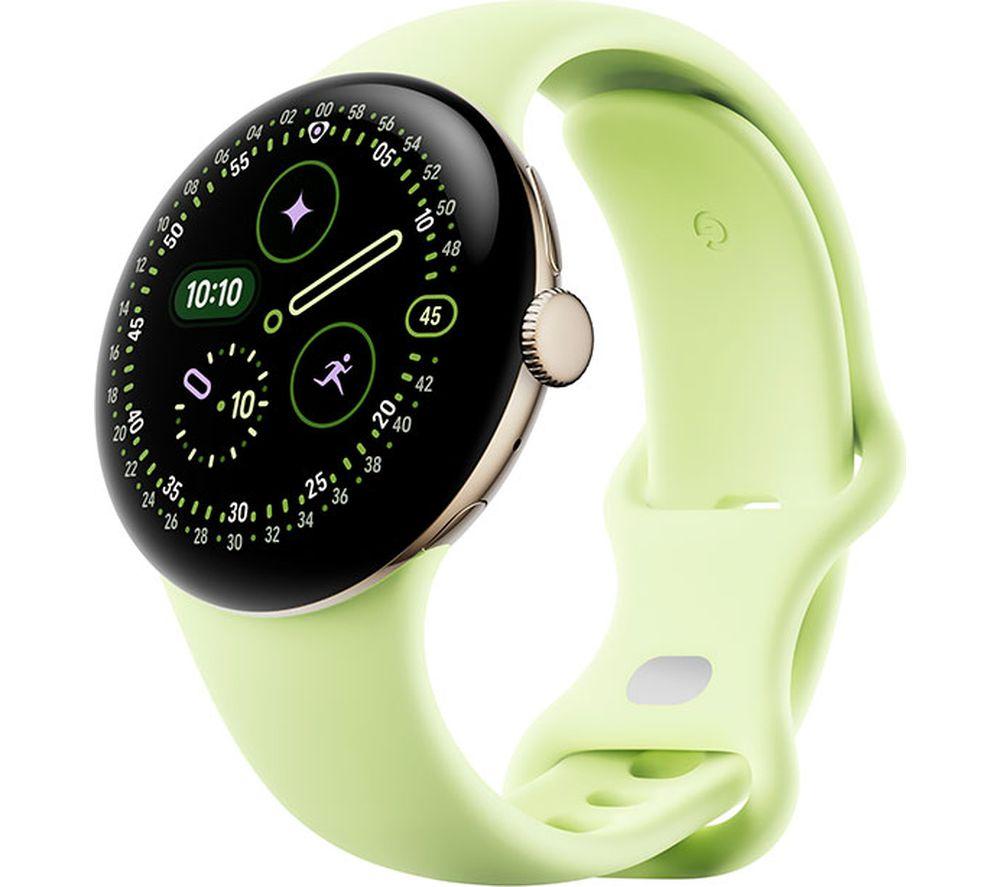GOOGLE Pixel Watch 4 4G LTE - Champagne Gold Aluminium Case with Lemongrass Active Band, 41 mm
