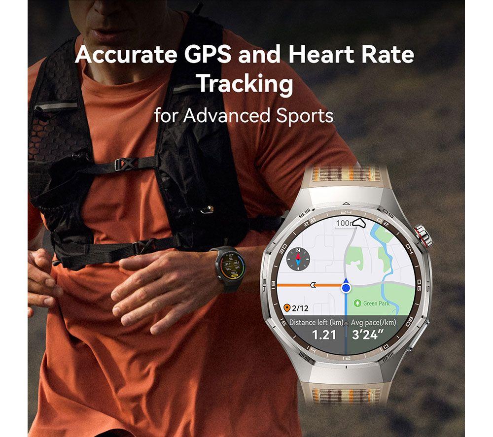 HUAWEI Watch GT 6 Pro - Titanium with Gold Fluoroelastomer Strap, 46 mm