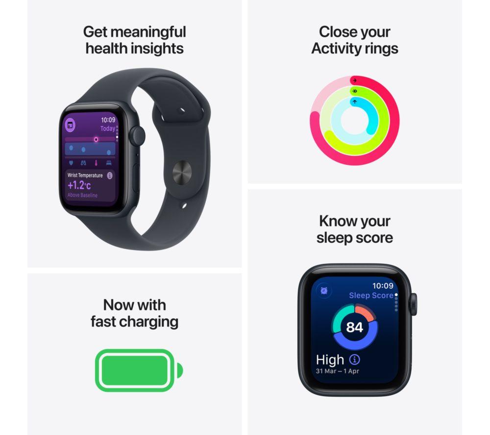 APPLE Watch SE 3 Cellular - 44 mm Midnight Aluminium Case with Midnight Sport Band, M/L
