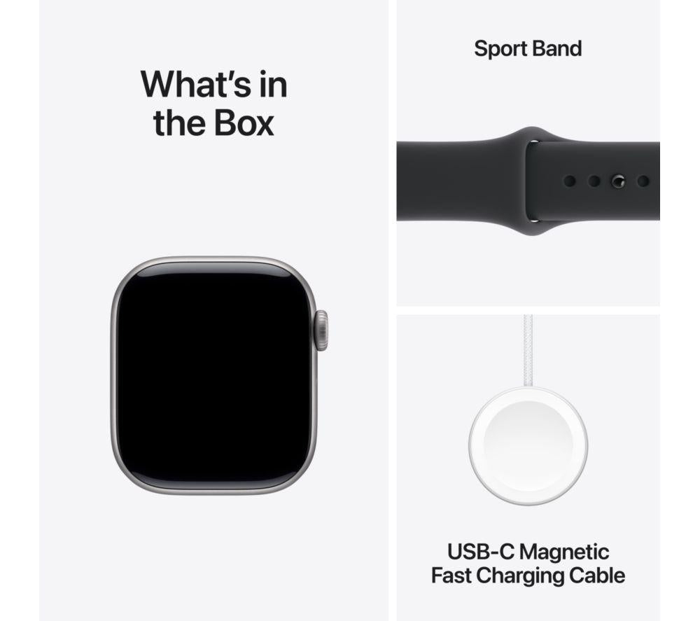APPLE Watch Series 11 - Caja de aluminio gris espacial de 42 mm con correa deportiva negra, S/M