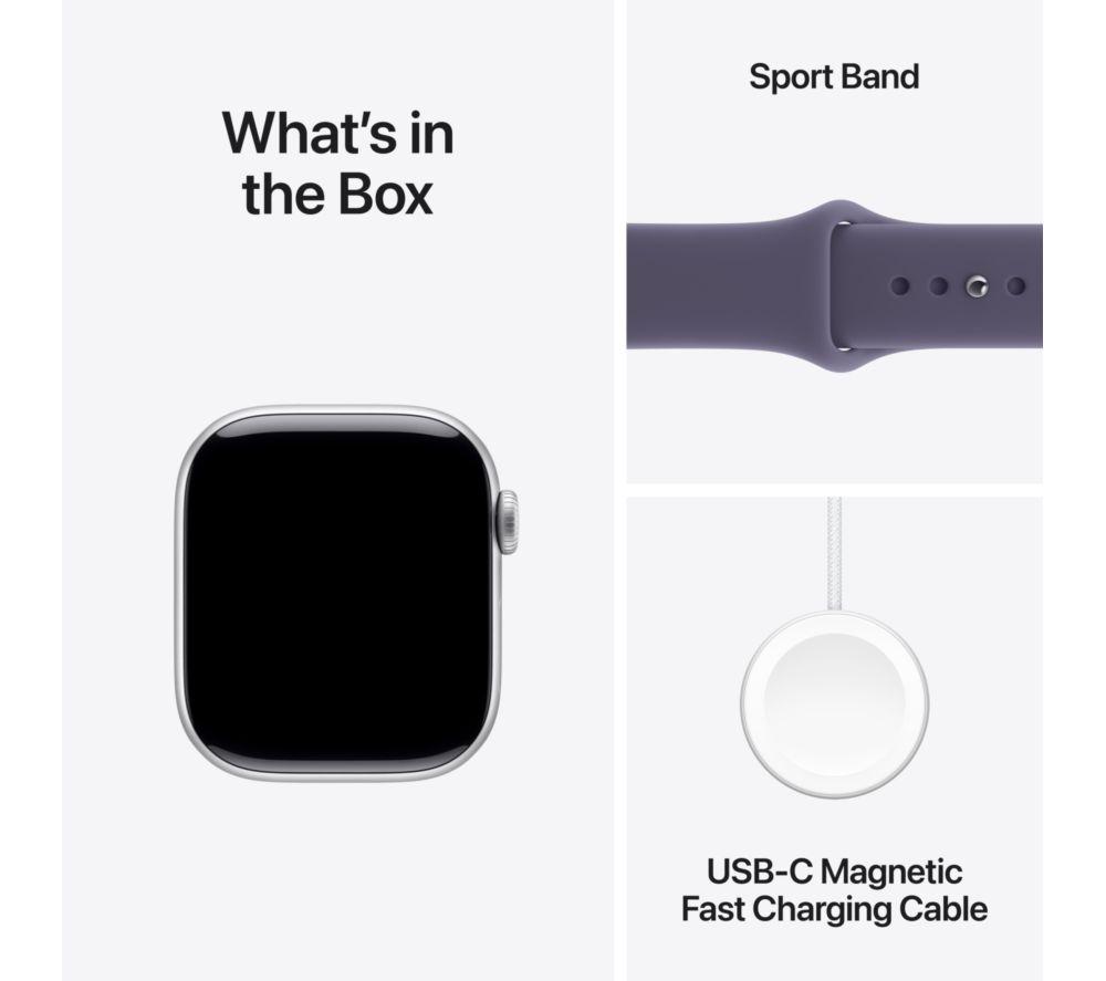 APPLE Watch Series 11 - 42 mm Aluminiumgehäuse Silber mit Sportarmband Nebel-Lila, M/L