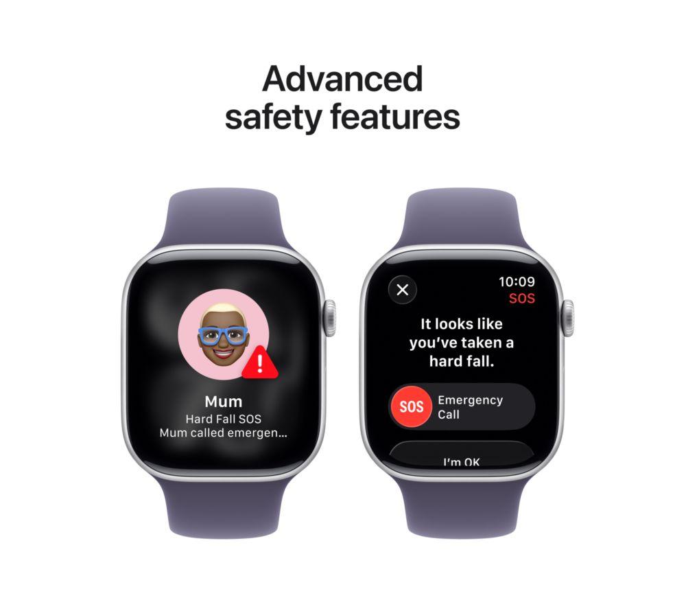 APPLE Watch Series 11 - 46 mm silbernes Aluminiumgehäuse mit Sportarmband in Lila Nebel, S/M