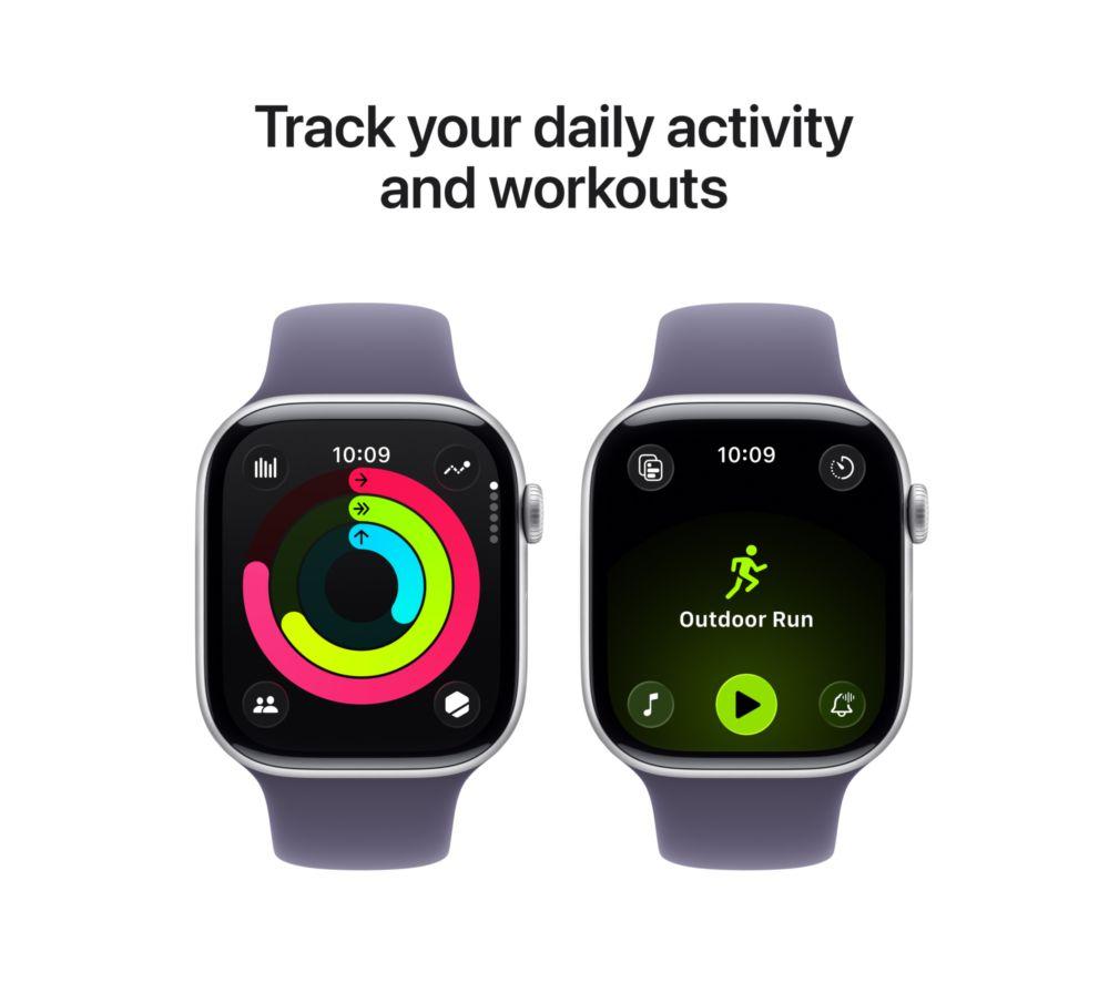 APPLE Watch Series 11 - 46 mm silbernes Aluminiumgehäuse mit Sportarmband in Lila Nebel, M/L