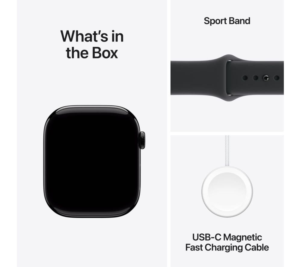 APPLE Watch Series 11 Cellular - 46 mm Jet Black Aluminium Case with Black Sport Band, S/M