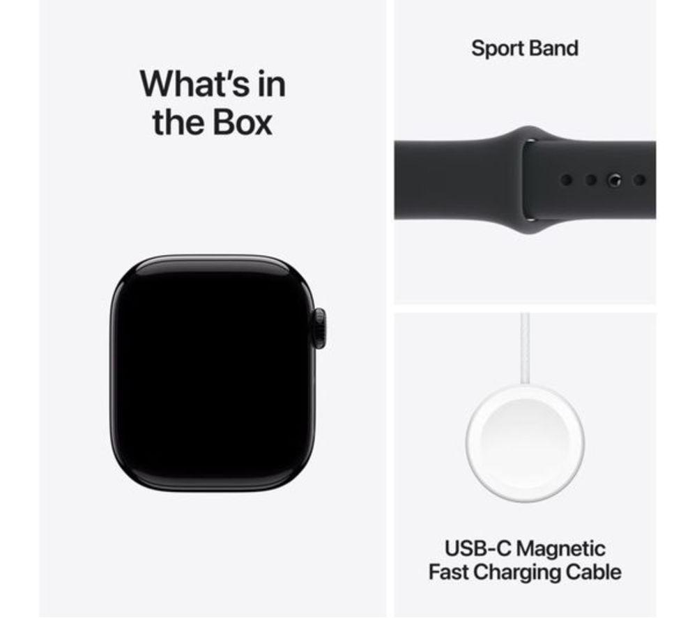 APPLE Watch Series 11 Cellular - 46 mm Jet Black Aluminium Case with Black Sport Band, M/L