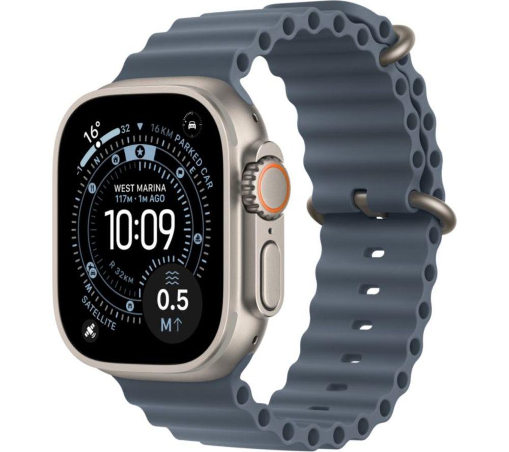 APPLE Watch Ultra 3 Cellular - 49 mm Natural Titanium Case with Anchor Blue Ocean Band, Large
