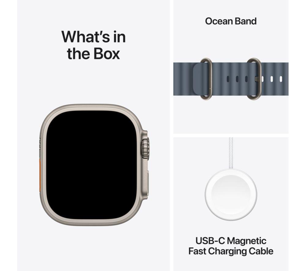 APPLE Watch Ultra 3 Cellular - 49 mm Gehäuse aus natürlichem Titan mit Ankerblau Ocean Armband, Groß