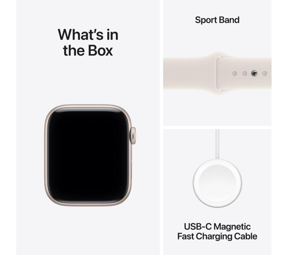 APPLE Watch SE 3 - 44 mm Starlight Aluminiumgehäuse mit Starlight Sportarmband, S/M