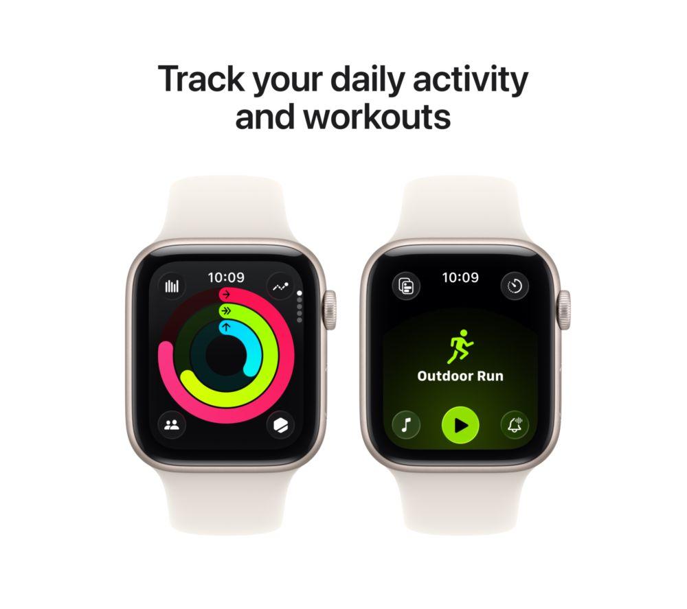 APPLE Watch SE 3 - Caja de aluminio Starlight de 44 mm con correa deportiva Starlight, M/L
