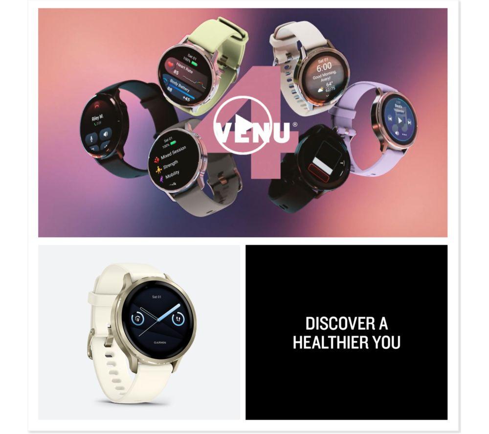 GARMIN Venu 4 Smartwatch – Schiefergrau mit schwarzem Silikonarmband, 41 mm