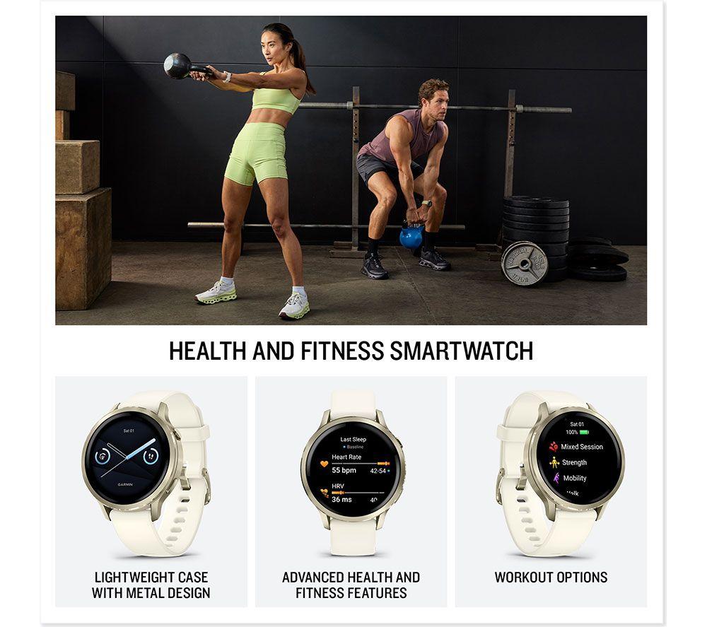 GARMIN Venu 4 Smart Watch - Lunar Gold with Bone Silicone Band, 41 mm