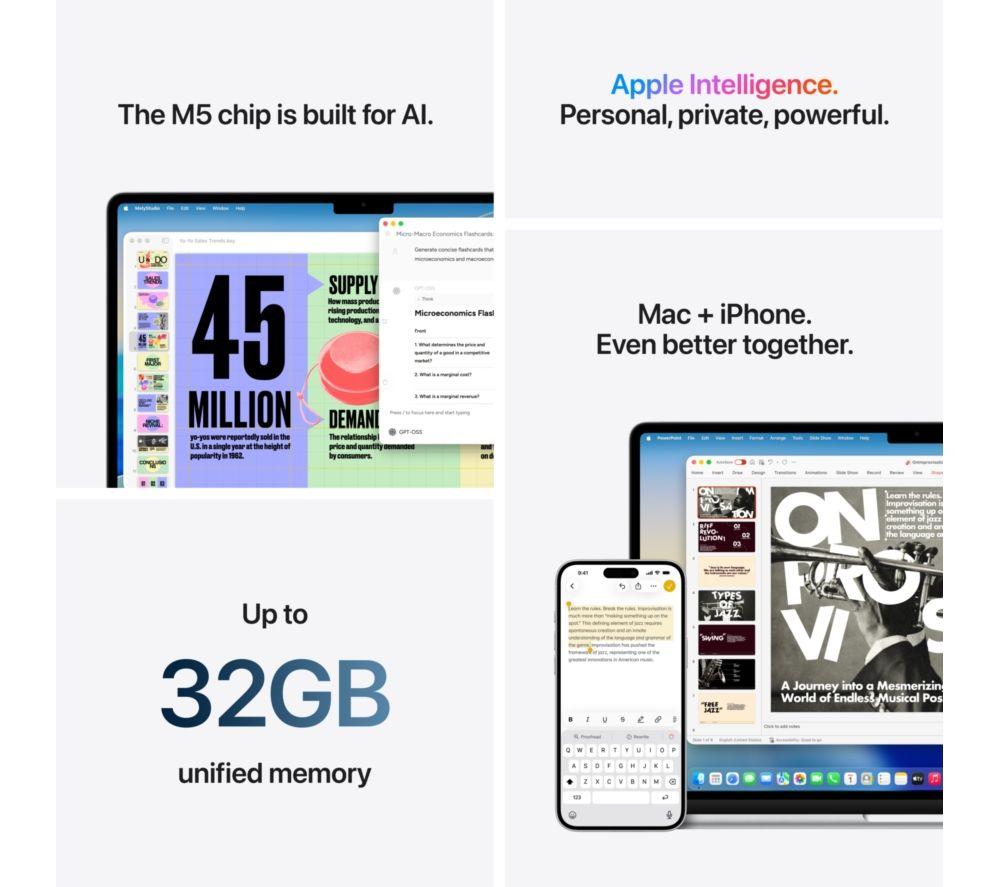 APPLE MacBook Air de 15" (2026) - M5, SSD de 1 TB, RAM de 24 GB, Azul Cielo