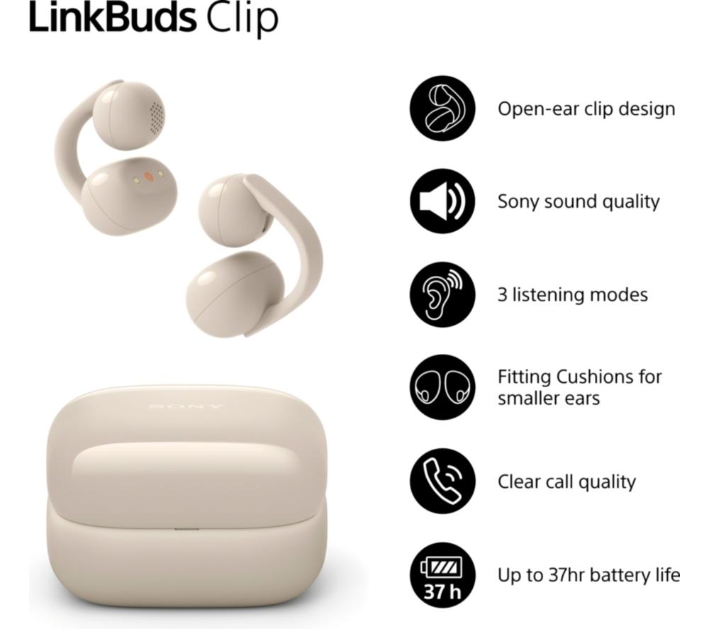 SONY LinkBuds Clip Open Audífonos Inalámbricos Bluetooth - Greige