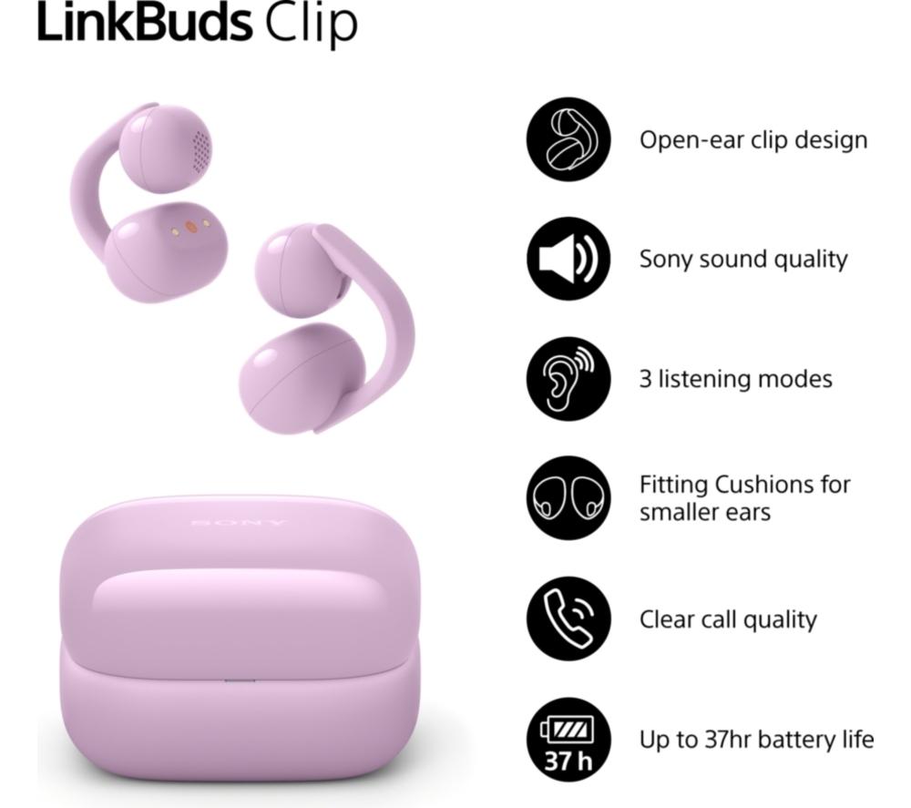 SONY LinkBuds Clip Open Wireless Bluetooth Earbuds - Lavender