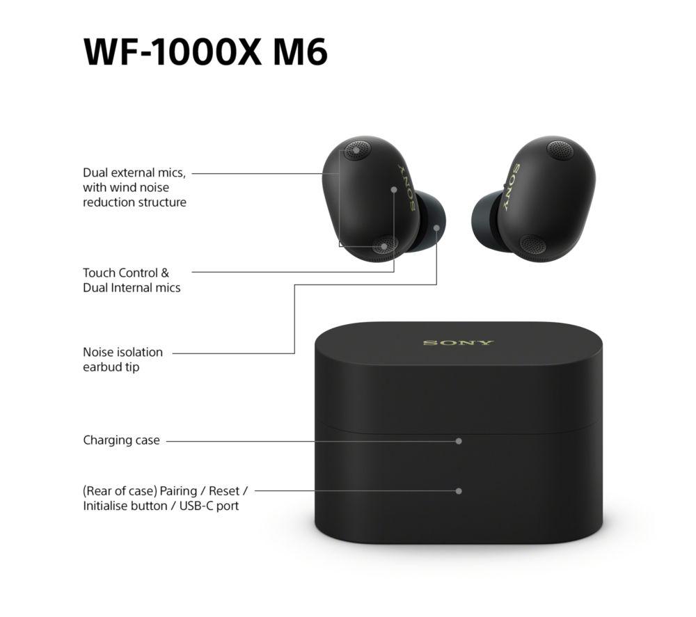 SONY WF-1000XM6 Wireless Bluetooth Noise-Cancelling Earbuds - Black