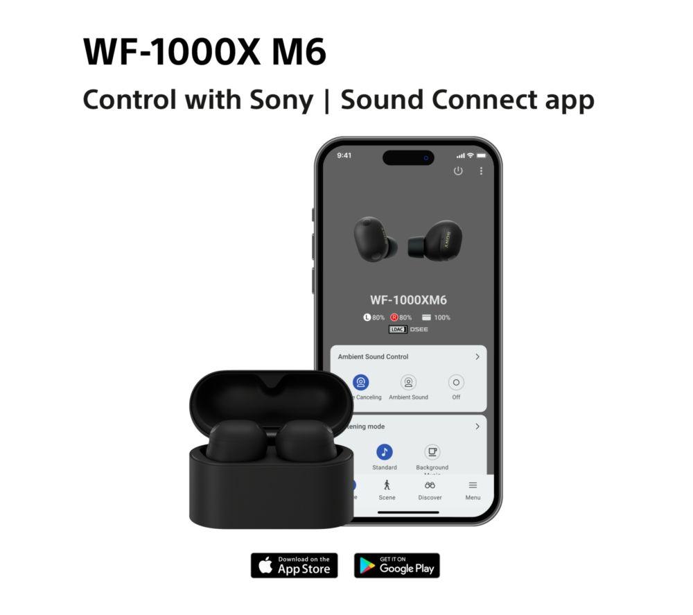 SONY WF-1000XM6 Wireless Bluetooth Noise-Cancelling Earbuds - Silver