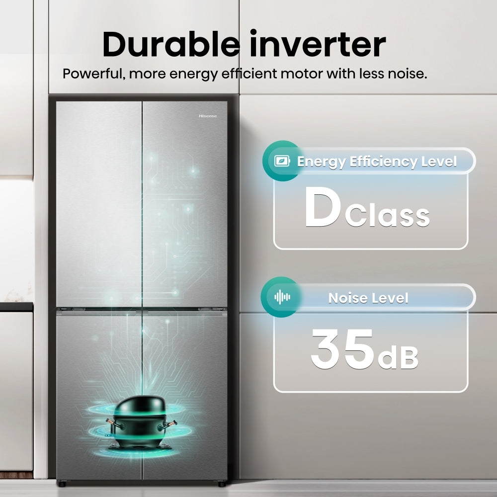 HISENSE PureFlat RQ5P470SAID Frigorífico Congelador - Acero Inoxidable Plateado