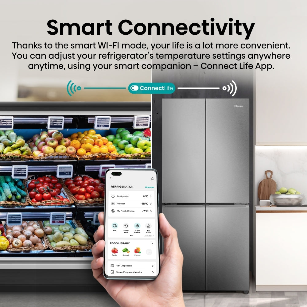 HISENSE PureFlat RQ5P470SAID Frigorífico Congelador - Acero Inoxidable Plateado