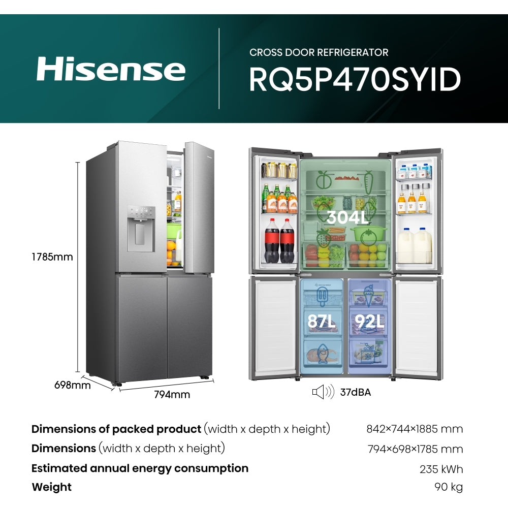 Frigorífico americano HISENSE PureFlat Slim RQ5P470SYID - Plata