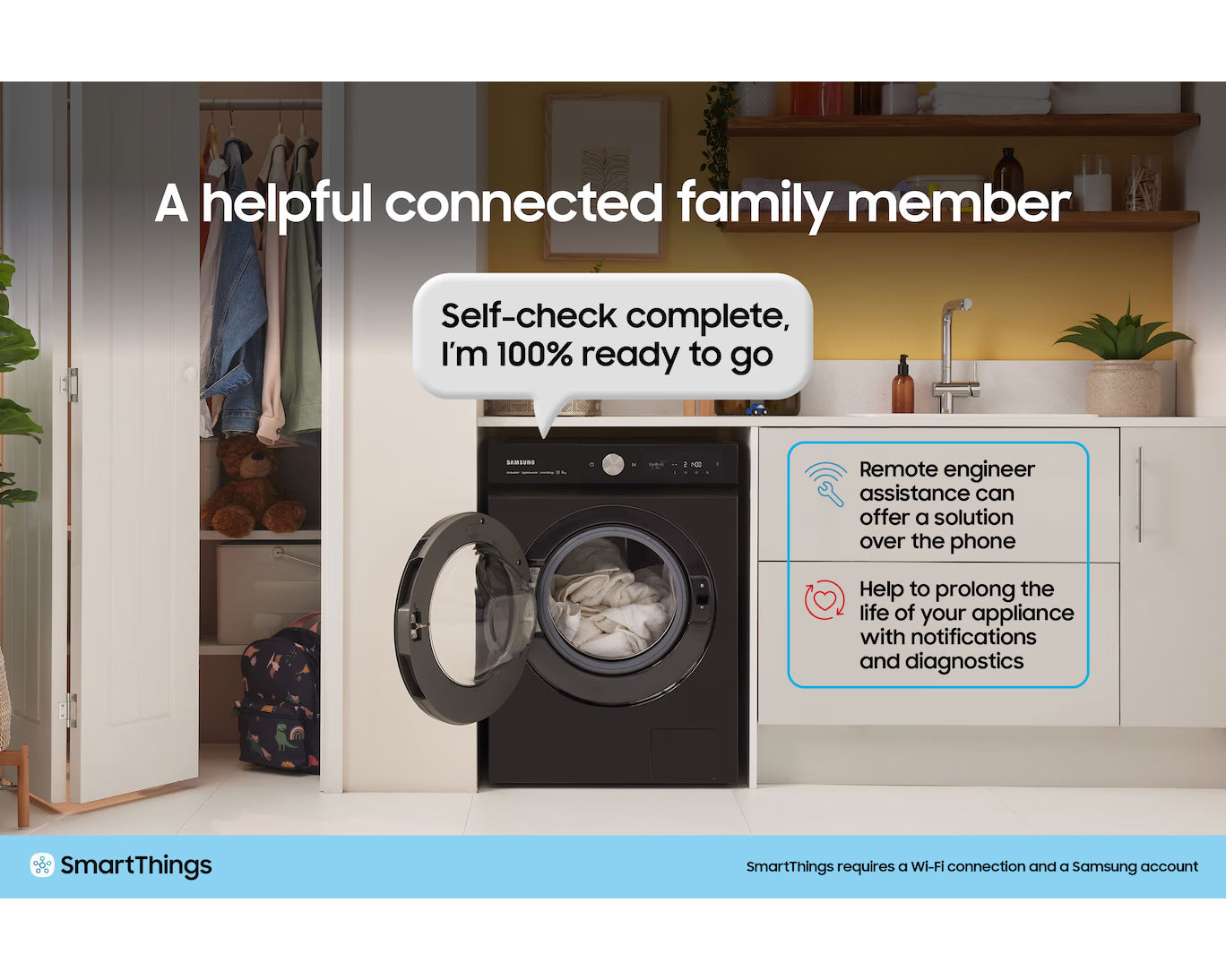 SAMSUNG Series 5 AI Energy Ecobubble WD90HG5U34BXEU WiFi-enabled 9 kg Washer Dryer - Stainless Steel